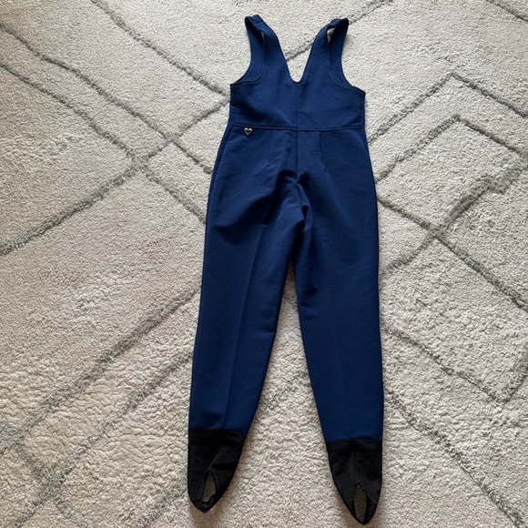 Vintage Obermeyer snow bib snowsuit overall Blue Wool Ski stirrups 12 - Picture 1 of 10